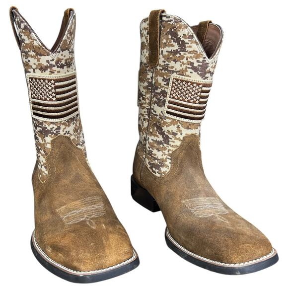 ARIAT Men’s Camo Patriot Brown Nubuck Western Cowboy Boot Size 14 D main image 10